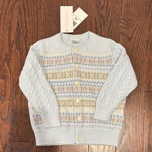 Ralph Lauren Light Blue Patterned Knit Sweater Baby Boy 24 months cardigan